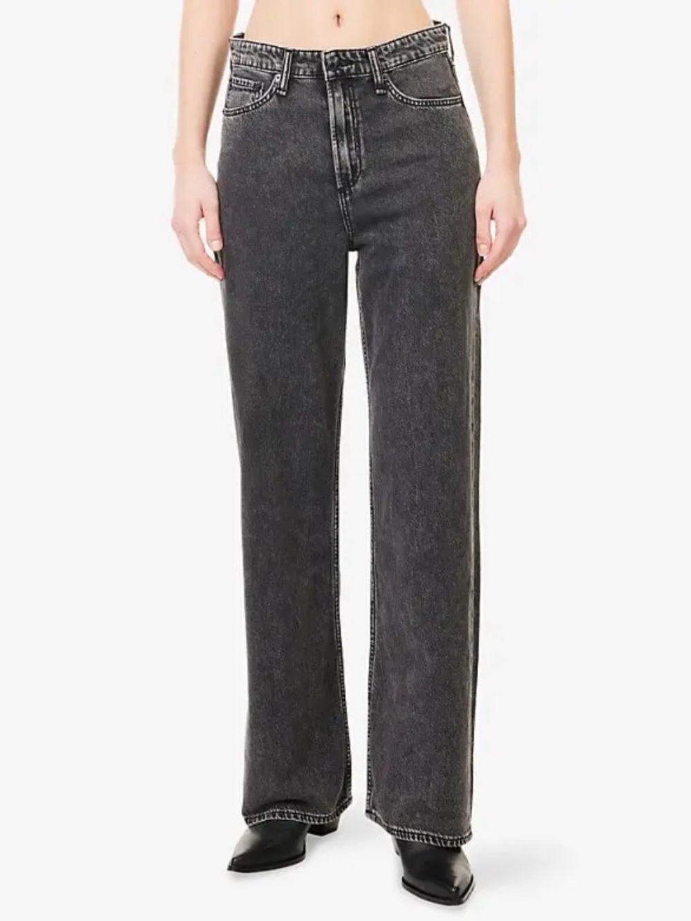 NWOT. Rag & Bone. Logan Mid-Rise Wide Leg Jean. Washed Black. Size 27.